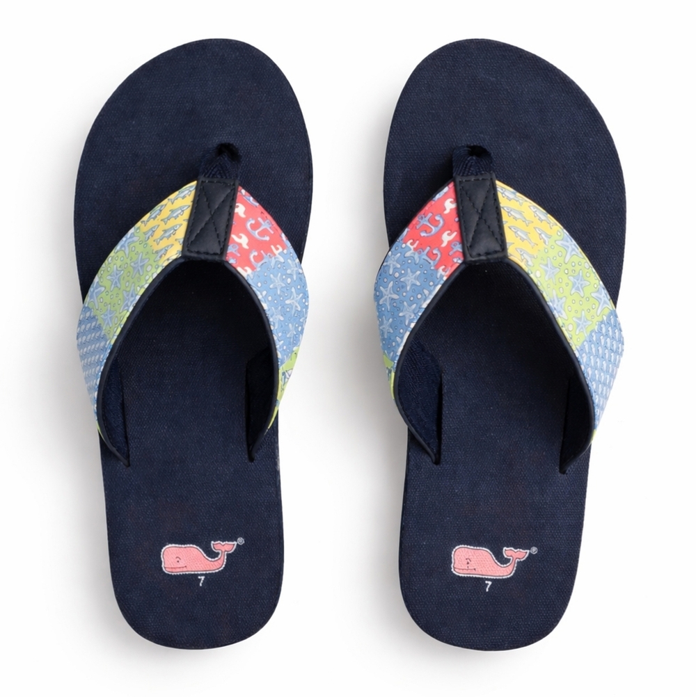 Vineyard Vines Patchwork Print Classic Foam Flip … - image 1